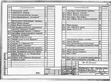 Состав альбома. Типовой проект 184-24-251.13.87Альбом 1 Архитектурно-строительная, санитарно-техническая и электротехническая части