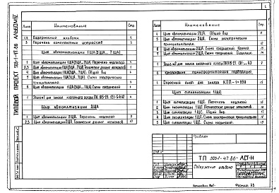 Состав альбома. Типовой проект 503-1-47.86Альбом 4 Задание заводу-изготовителю на электрооборудование и автоматику      