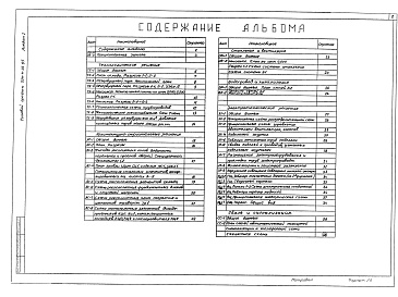 Состав альбома. Типовой проект 704-4-33.85Альбом 1 Технологические решения. Архитектурно-строительные решения.Отопление и вентиляция. Водопровод и канализация. Электротехнические решения. Связь и сигнализация