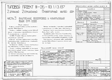 Состав альбома. Типовой проект 111-26-113.1.13.87Альбом 1 Части 0, 01, 02, 03, 1, 2, 3, 4, 5, 6 Общие архитектурно-строительные решения. Архитектурно-строительные решения ниже отм. 0,000. Отопление и вентиляция ниже отм. 0,000. Внутренние водопровод и канализация ниже отм. 0,000. Архитектурно-строительн