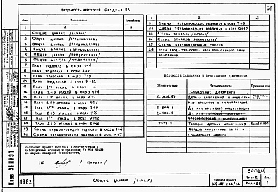 Состав альбома. Типовой проект 164-87-122/1.2Альбом 4 Части 1.85, 2,3,5,6 Архитектурно- строительные чертежи выше отм.0.000 Жилой блок