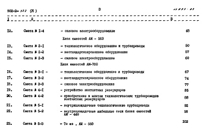 Состав альбома. Типовой проект 902-2-322Альбом 6 Сметы. Часть 1 Общая часть. Блоки емкостей. Контактные резервуары