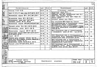 Состав альбома. Типовой проект 252-1-67Альбом 9 Изделия заводского изготовления