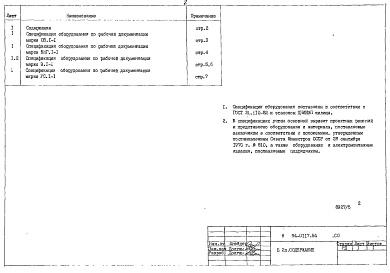 Состав альбома. Типовой проект 94-0117.84Альбом 5 Спецификации оборудования