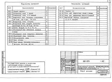 Состав альбома. Типовой проект 68-013Альбом 6 Р1.1-1 Архитектурно-строительная часть выше отм. 0.000