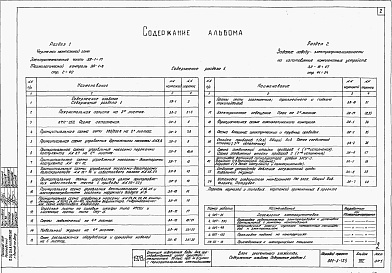Состав альбома. Типовой проект 901-3-125Альбом 8 Электротехнические чертежи