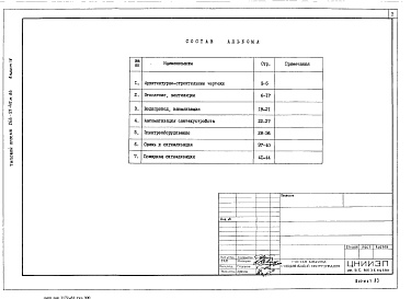 Состав альбома. Типовой проект 266-21-42м.84Альбом 4 Спецификации оборудования