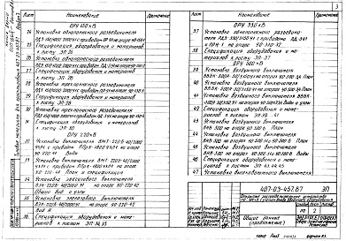 Состав альбома. Типовой проект 407-03-457.87Альбом 1 Электротехнические чертежи