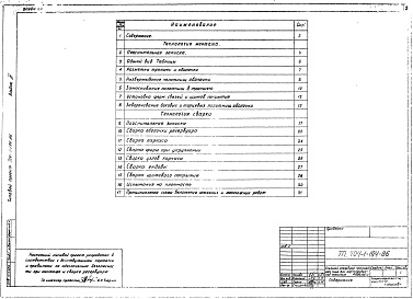 Состав альбома. Типовой проект 704-1-194.86Альбом 4. Проект производства работ. Технологическая часть.