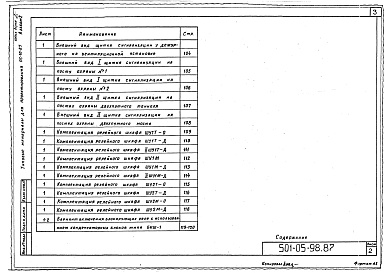 Состав альбома. Типовой проект 501-05-98.87Альбом 2 Общие чертежи     