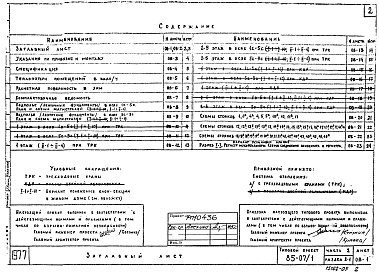 Состав альбома. Типовой проект 85-07/1Альбом 6 Отопление и вентиляция. С радиаторами "М-140-АО" на расчетные температуры -25, -30, -35, -40 С. Фасад 1. Часть 2, раздел 2-1 