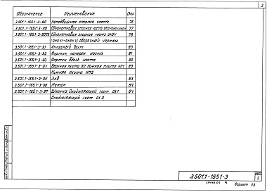 Состав альбома. Серия 3.501.1-165 ПешеходныеВыпуск 1-3 Пролетные строения длиной от 24 до 36 м металлические с железобетонной плитой. Материалы для проектирования. Рабочие чертежи 
