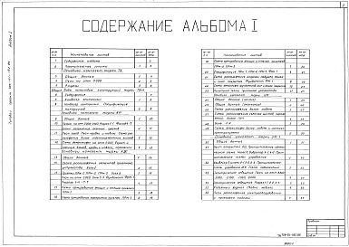 Состав альбома. Типовой проект 705-01-182.85 Альбом 1 Пояснительная записка. Технологические чертежи. Архитектурно-строительные решения. Конструкции железобетонные и металлические. Электрооборудование и электроосвещение