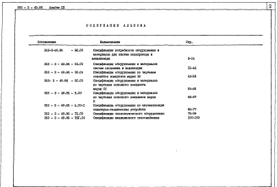 Состав альбома. Типовой проект 252-3-49.86Альбом 12  Спецификации оборудования
