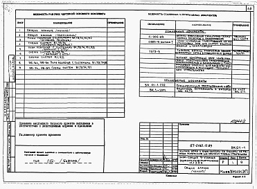 Состав альбома. Типовой проект 87-0160.13.89Альбом 2 Архитектурно-строительные решения ниже отм. 0.000. Отопление и вентиляция. Внутренние водопровод и канализация ниже отм. 0.000