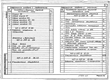 Состав альбома. Типовой проект 407-3-597.91Альбом 1 Общая пояснительная записка. Архитектурно-строительные решения. Отопление и вентиляция. Электротехнические решения