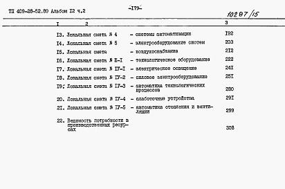 Состав альбома. Типовой проект 409-28-52.89Альбом 12 Сметы. Части 1, 2.    