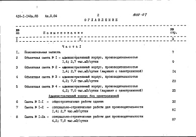 Состав альбома. Типовой проект 416-1-142м.83Альбом 10 Часть 1. Сметы