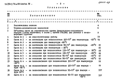 Состав альбома. Типовой проект 294-2-74м.84Альбом 8  Сметы        