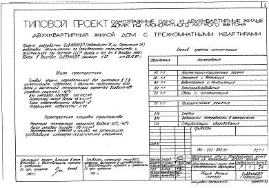Состав альбома. Типовой проект 188-000-689.87Альбом 1 Архитектурно-строительные решения.Отопление и вентиляция.Водопровод и канализация.Электрооборудование.Связь и сигнализация