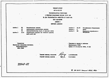Состав альбома. Типовой проект 407-3-515.88Альбом 3 Спецификации оборудования.    