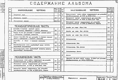 Состав альбома. Типовой проект 901-3-62Альбом 3 Технологическая и механическая части