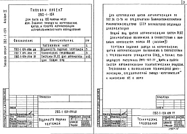 Состав альбома. Типовой проект 282-1-154Альбом 4 Задание заводу-изготовителю на изготовление щитов автоматизации устройстыв инженерного оборудования