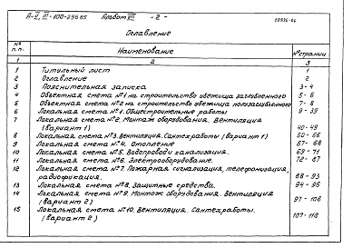 Состав альбома. Типовой проект А-II,III-100-298.85Альбом 7 Сметы.        