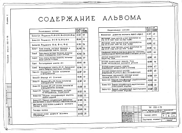 Состав альбома. Типовой проект 252-1-79Альбом 1 Архитектурно-строительные чертежи ниже отм.0.000