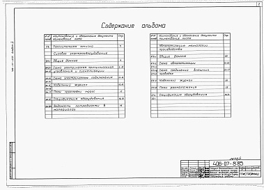 Состав альбома. Типовой проект 406-07-8.85Альбом 4 Силовое электрооборудование. Автоматизация технологии производства. (Вариант 1)   