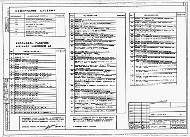 Состав альбома. Типовой проект 222-1-580.1пв.13.87Альбом 2 Архитектурно-строительные решения и технологические чертежи