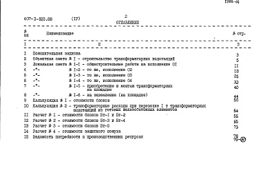 Состав альбома. Типовой проект 407-3-503.88Альбом 4 Сметы.    