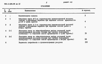 Состав альбома. Типовой проект 902-1-169.90Альбом 11 Сметы. Подземная часть