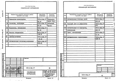 Состав альбома. Типовой проект 503-4-44м.87Альбом 6 Спецификации оборудования
