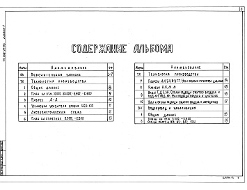 Состав альбома. Типовой проект 708-77.93Альбом 1 Пояснительная записка. Технология производства. Водопровод и канализация   