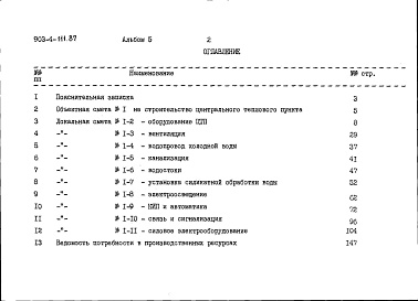 Состав альбома. Типовой проект 903-4-112.87Альбом 5 Сметы (из т.п. 903-4-111.87)