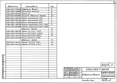 Состав альбома. Серия 3.501.2-139 ПролетныеВыпуск 2-7 Пролетные строения пролетами 33,0 - 55,0 м. Конструкции железобетонные. Изделия. Рабочие чертежи