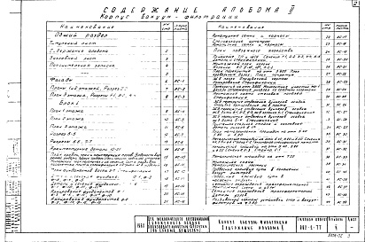 Состав альбома. Типовой проект 902-2-77Альбом 2 Архитектурно-строительная часть.Общий раздел.Корпус вакуум-фильтрации, блок 1.