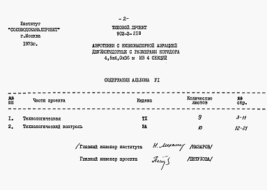 Состав альбома. Типовой проект 902-2-218Альбом 6 Заказные спецификации