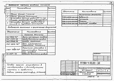 Состав альбома. Типовой проект 901-4-60.83Альбом 6 Технологические трубопроводы и сигнализация для резервуаров емк. 50...20000 м3. (из ТП 901-4-63.83)  