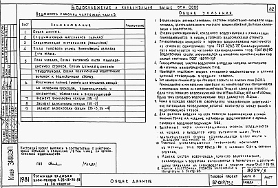 Состав альбома. Типовой проект 87-019/75.2Альбом 3 Части 1.85, 2,3,4,5,6 Архитектурно-строительные чертежи, отопление и вентиляция, водоснабжение и канализация, газоснабжение, электрооборудование, устройства связи выше отм.0.000