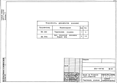 Состав альбома. Типовой проект 223-1-517.86Альбом 5 Чертежи общего вида щита автоматики     