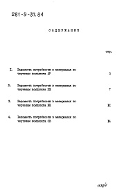 Состав альбома. Типовой проект 281-9-37.84Альбом 5 Ведомости потребности в материалах.