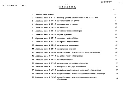 Состав альбома. Типовой проект 211-1-291.84Альбом 6 Сметы