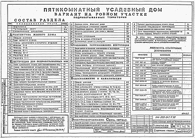 Состав альбома. Типовой проект 144-000-847П.90Альбом 1 Часть 1 Конструктивные решения для подрабатываемых территорий. отопление, газоснабжение, вентиляция. Водоснабжение и канализация. Электрооборудование, связь, сигнализация