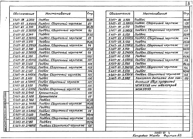 Состав альбома. Серия 5.407-89 УстановкаВыпуск 2 Чертежи изделий