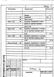 Состав альбома. Типовой проект 94-045/1.2Альбом 9 Часть 12 Ведомости потребности в материалах