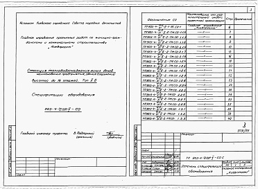 Состав альбома. Типовой проект 903-4-72.13.87 Альбом 5 Спецификации оборудования 