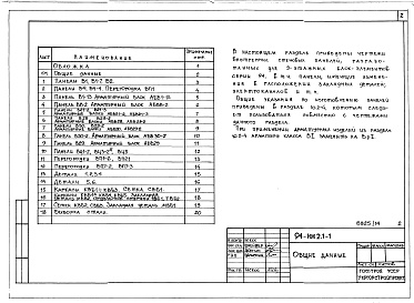 Состав альбома. Типовой проект 94-0115.84Альбом 9 Внутренние стеновые панели