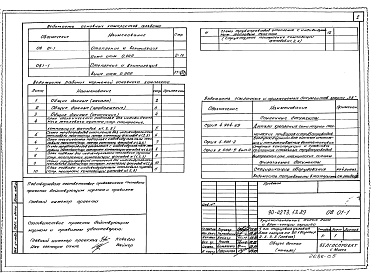 Состав альбома. Типовой проект 90-0273.13.89Альбом 5 ОВ.01-1 Отопление и вентиляция ниже отм. 0.000. Система отопления с конвекторами "Универсал". ОВ.1-1 Отопление и вентиляция выше отм. 0.000. Система отопления с конвекторами "Универсал"